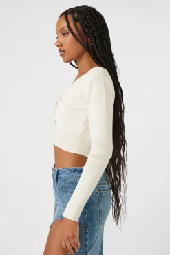 Cutout Twisted Cropped Sweater Top