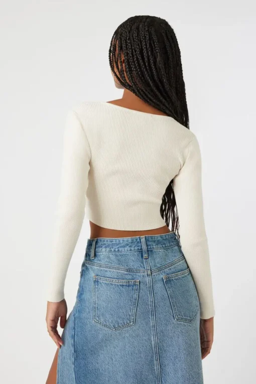 Cutout Twisted Cropped Sweater Top