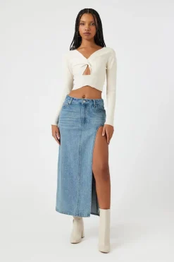 Cutout Twisted Cropped Sweater Top