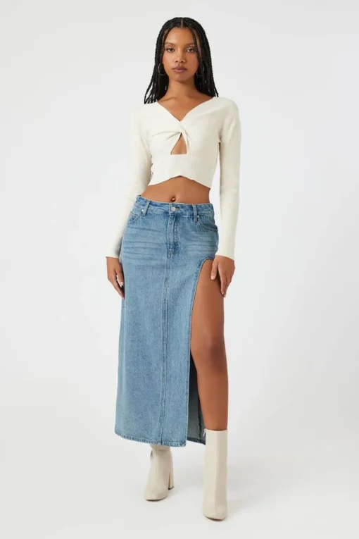 Cutout Twisted Cropped Sweater Top