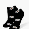 Daisy Print Lettuce-Edge Ankle Socks