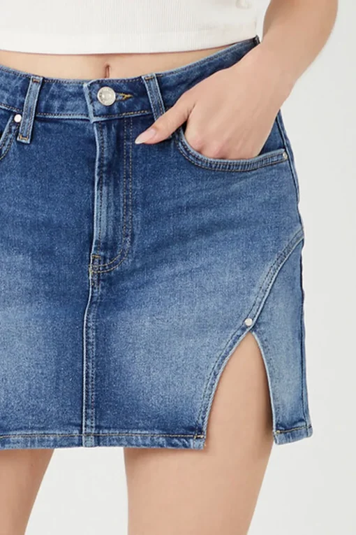 Denim M-Slit Mini Skirt