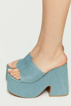 Denim Platform Wedges