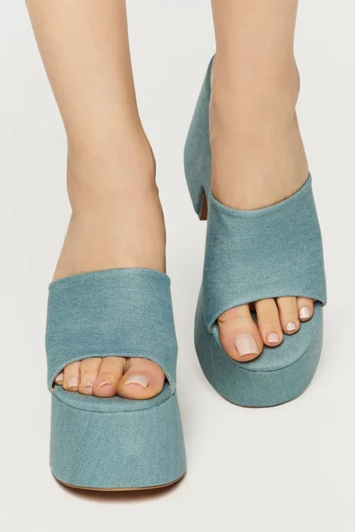 Denim Platform Wedges