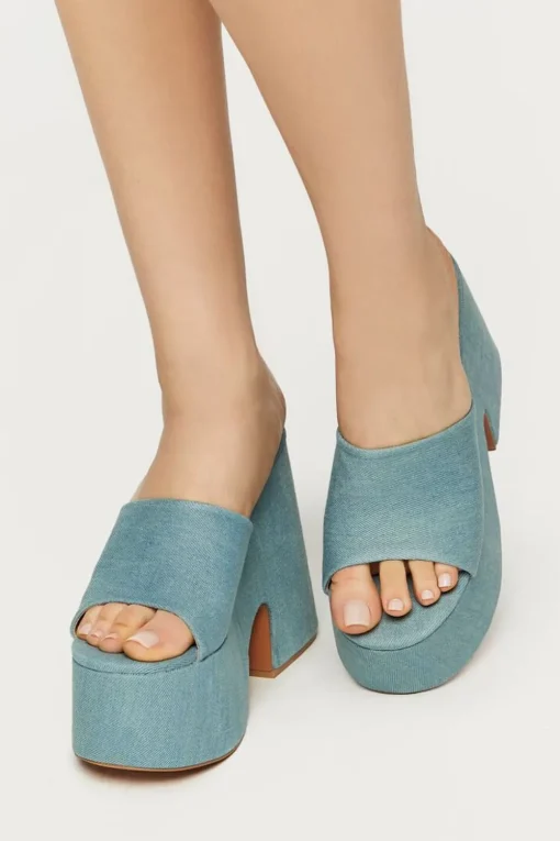 Denim Platform Wedges