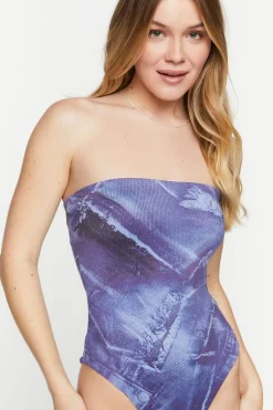 Denim Print Tube Bodysuit