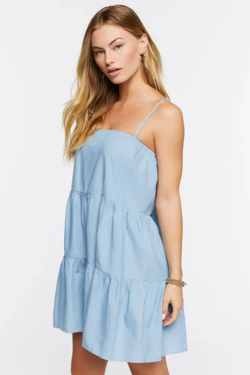 Denim Tiered Mini Dress