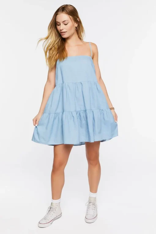 Denim Tiered Mini Dress