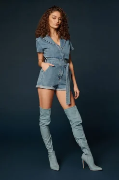 Denim Tie-Waist Romper