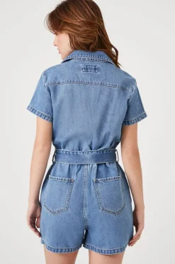 Denim Tie-Waist Romper