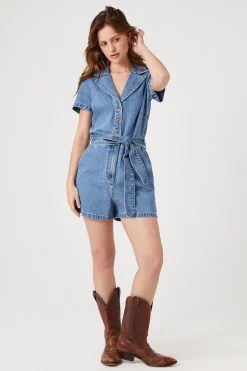 Denim Tie-Waist Romper