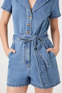 Denim Tie-Waist Romper