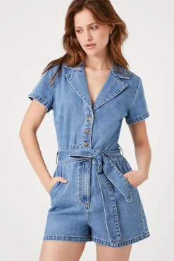 Denim Tie-Waist Romper