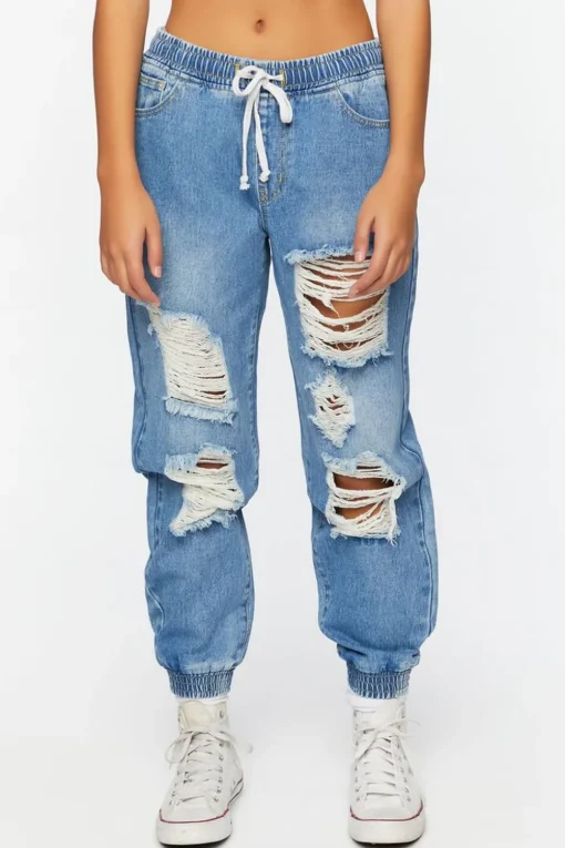 Destroyed Denim Joggers