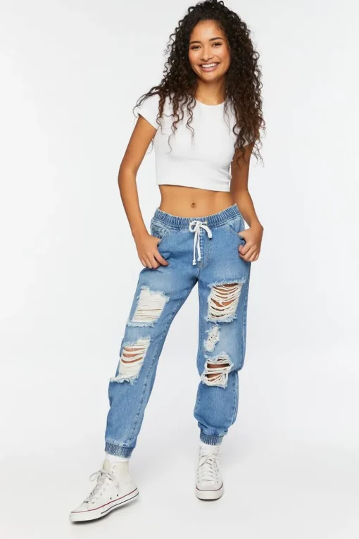 Destroyed Denim Joggers
