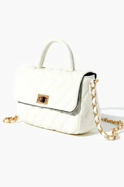 Diamond-Quilted Faux Leather Crossbody Bag