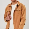 Distressed Button-Front Jacket