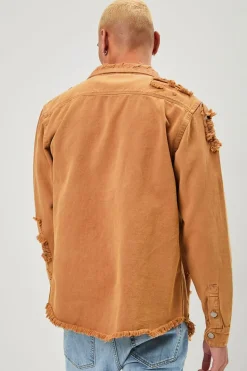 Distressed Button-Front Jacket