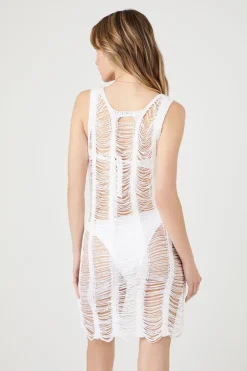 Distressed Crochet Sweater-Knit Dress