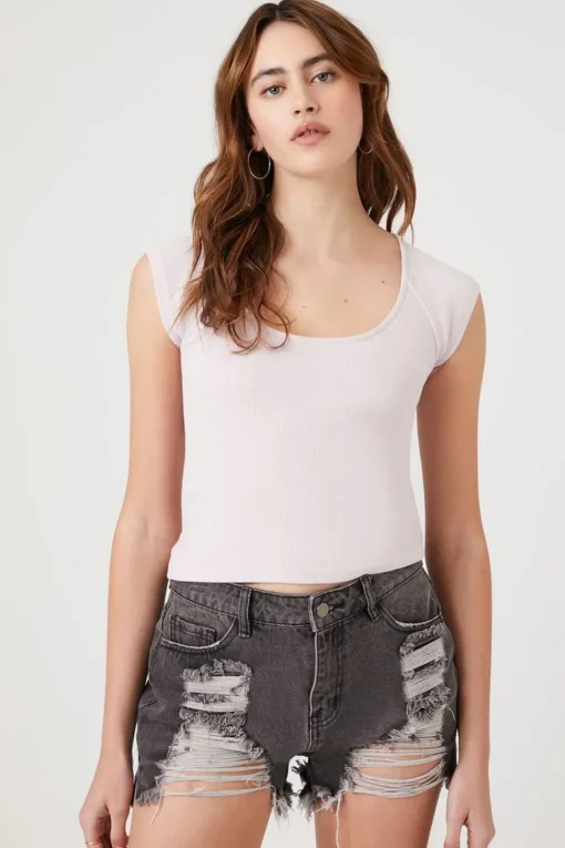 Distressed Denim Shorts