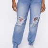Distressed Denim Wallet Chain Joggers
