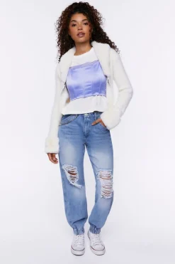 Distressed Denim Wallet Chain Joggers