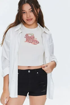 Distressed High-Rise Denim Shorts