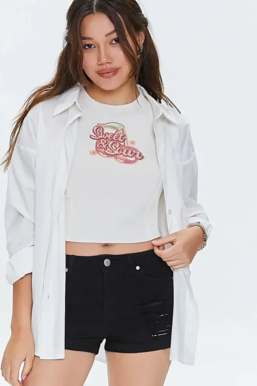 Distressed High-Rise Denim Shorts