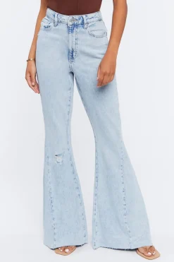 Distressed High-Rise Flare Jeans