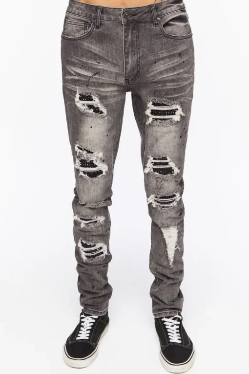 Distressed Paint Splatter Skinny Jeans