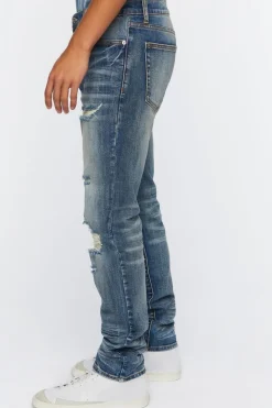 Distressed Stone Wash Slim-Fit Jeans