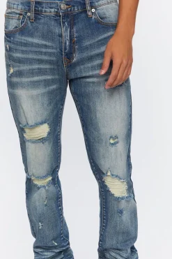 Distressed Stone Wash Slim-Fit Jeans