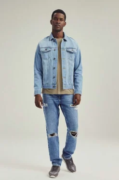 Distressed Straight-Leg Jeans