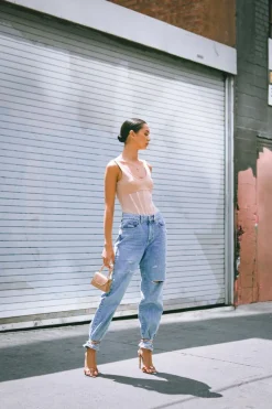Distressed Straight-Leg Jeans