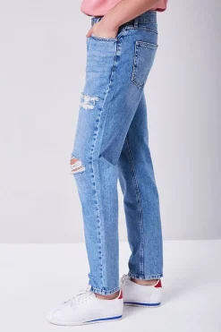 Distressed Straight-Leg Jeans