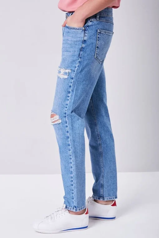 Distressed Straight-Leg Jeans