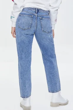 Distressed Straight-Leg Jeans