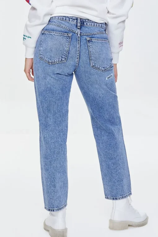 Distressed Straight-Leg Jeans