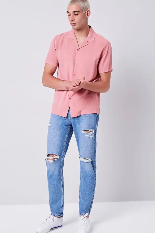 Distressed Straight-Leg Jeans