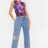 Distressed Straight-Leg Pocket Jeans