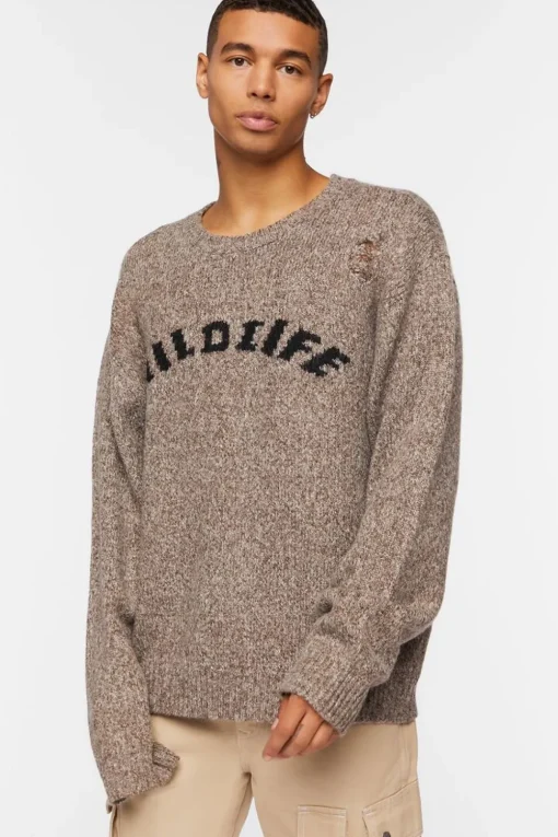 Distressed Wildlife Graphic Sweater