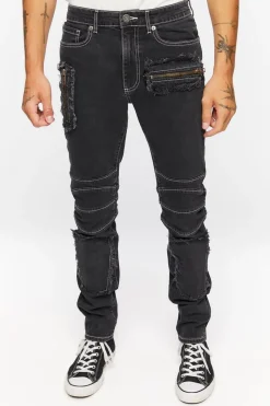 Distressed Zippered Skinny Jeans