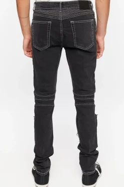 Distressed Zippered Skinny Jeans