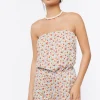 Ditsy Floral Print Strapless Romper