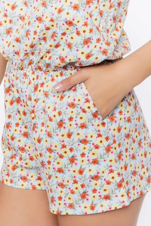 Ditsy Floral Print Strapless Romper