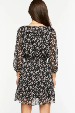 Ditsy Floral Ruffle-Trim Mini Dress