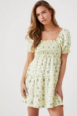 Ditsy Floral Smocked Babydoll Dress