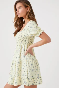 Ditsy Floral Smocked Babydoll Dress