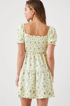 Ditsy Floral Smocked Babydoll Dress