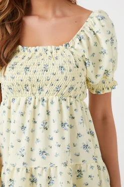 Ditsy Floral Smocked Babydoll Dress